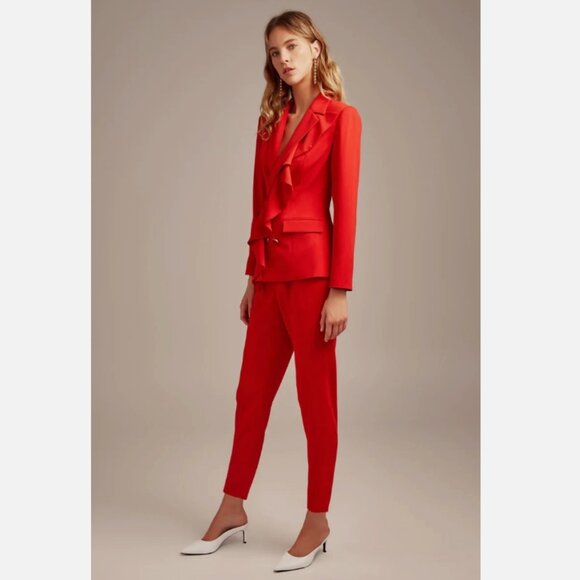 Keepsake the Label Elegant Red Women's Blazer with Front Ruffle Detail Size M - Picture 3 of 14